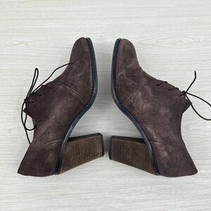 LUCKY BRAND Ankle Booties Womens Size 9.5M Bown Suede Block Heel Round Toe Boot